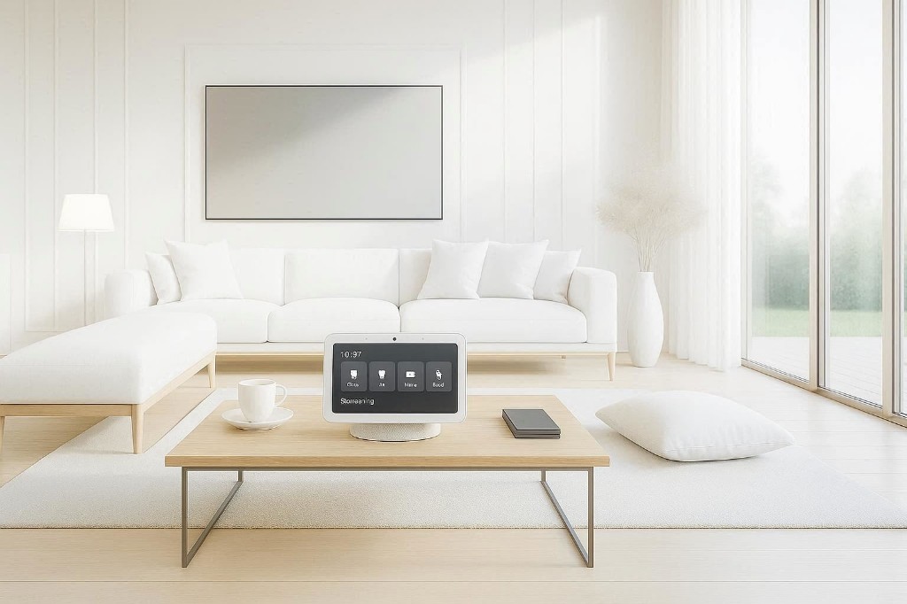 Sala moderna con experiencia smart home